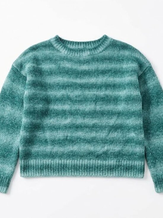 art class Other - Art Class Girls' Green Space-Dye Striped Crewneck Sweater